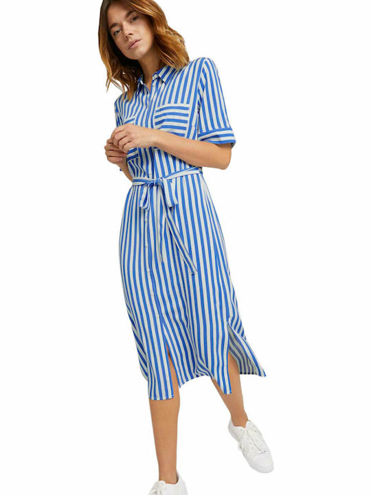 Summer Midi Shirt Dress Dress Light Blue