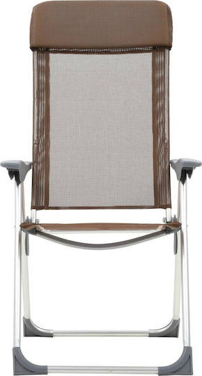 vidaXL Chair Beach Aluminium Brown 57x73.5cm Set of 2pcs