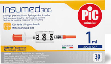 PiC Solution Insumed Insulin Syringes 30G x 12.7mm 1ml 30pcs