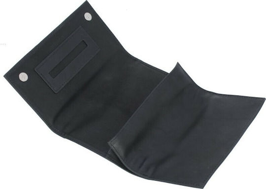 Mario Rossi Tobacco Pouch Made of Black Artificial Leather Handmade with Magnetic Closure 15.5x8.5cm