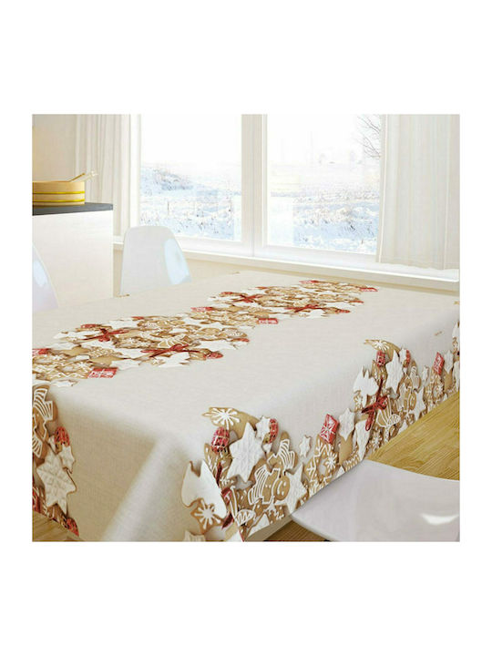 Saint Clair 2026 Christmas Stain-resistant Tablecloth Fabric Beige L180xW145cm.