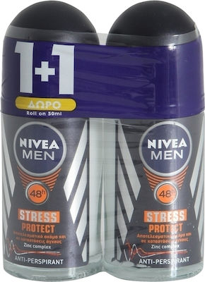 Nivea Men Stress Protect Anti-perspirant Deodorant 48h In Roll-On 2x50ml