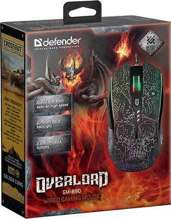 Defender Overlord GM-890 RGB Gaming Mouse 3200 DPI Black