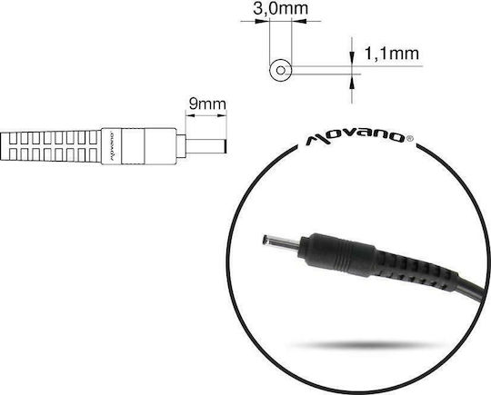 Mitsu Φορτιστής Laptop 40W 19V 2.1A για Samsung με Αποσπώμενο Καλώδιο Τροφοδοσίας