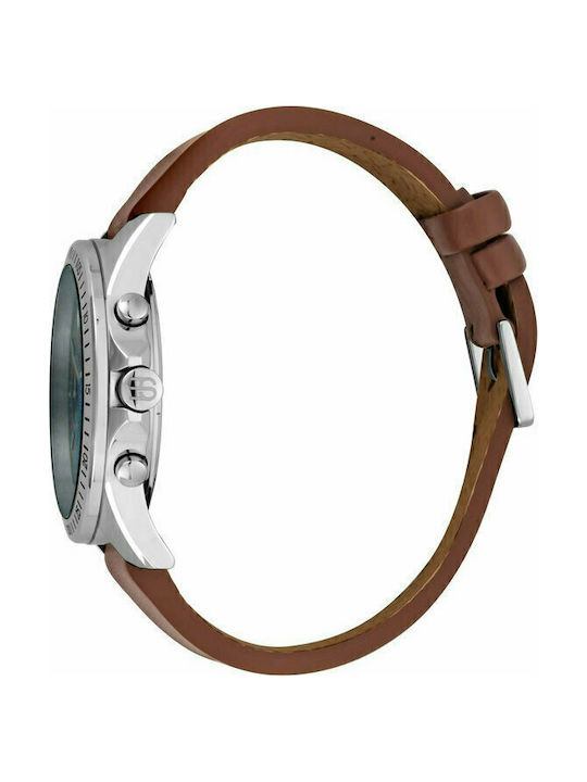 Esprit Watch Chronograph Battery with Brown Leather Strap