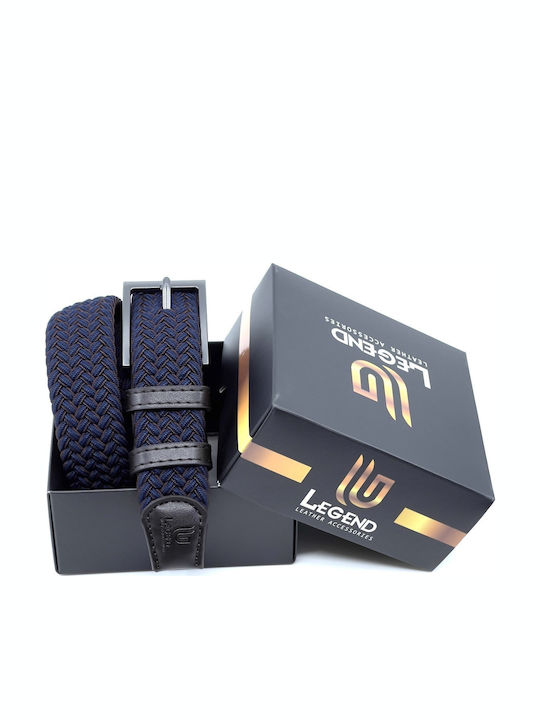 Elastic Men's Belt Knitted Double Sided Navy Blue