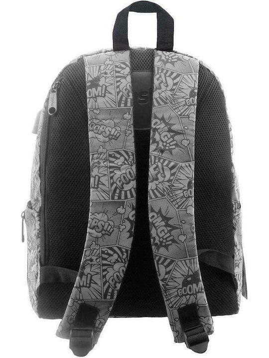 Must Reflective Comic School Bag Backpack Junior High-High School in Gray color 22lt