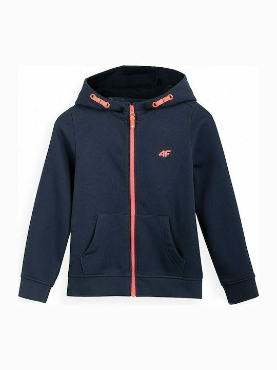 4F Sportliche Kinder-Sweatjacke mit Kapuze Marineblau Sweatshirt