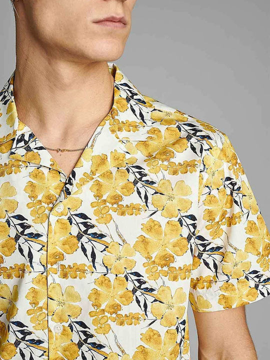 Short-sleeved Shirt Floral Yellow