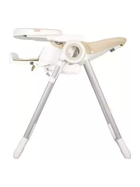 Baby Adventure Viva 2 Foldable Highchair with Metal Frame & Leatherette Seat Cream
