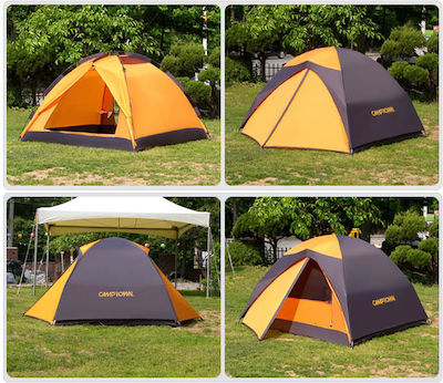 Camptown Adventure 3 Automatisch Campingzelt Iglu Braun mit Doppeltuch 4 Jahreszeiten für 3 Personen 210x180x130cm