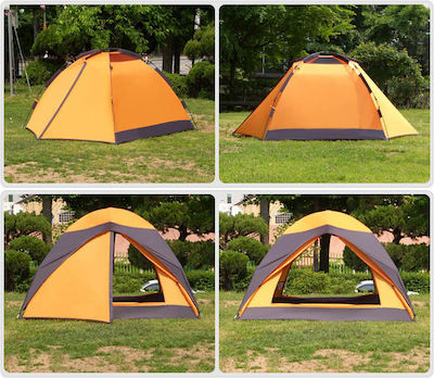 Camptown Adventure 3 Automatisch Campingzelt Iglu Braun mit Doppeltuch 4 Jahreszeiten für 3 Personen 210x180x130cm