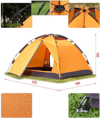 Camptown Adventure 3 Automatisch Campingzelt Iglu Braun mit Doppeltuch 4 Jahreszeiten für 3 Personen 210x180x130cm
