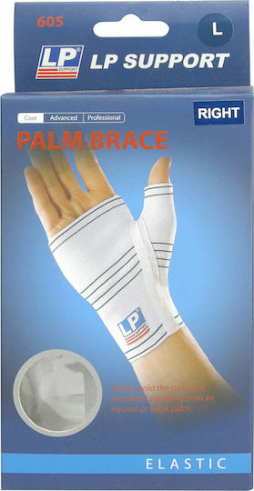 LP Support 605 Palm Support Elastisch Handgelenkstütze mit Daumen Rechts in Weiß Farbe LP 605