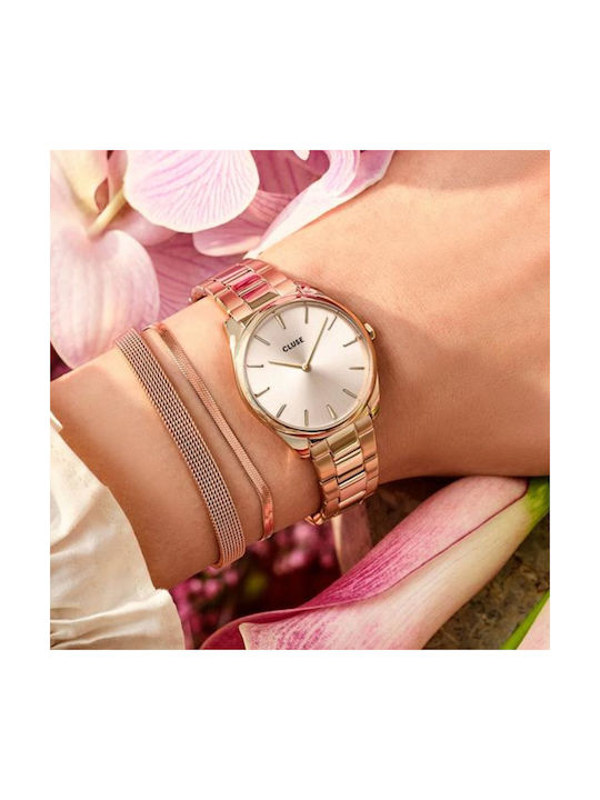 Cluse Feroce Watch with Pink Gold Metal Bracelet