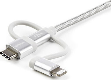 StarTech Braided USB to Lightning / Type-C / micro USB Cable Γκρι 1m (LTCUB1MGR)