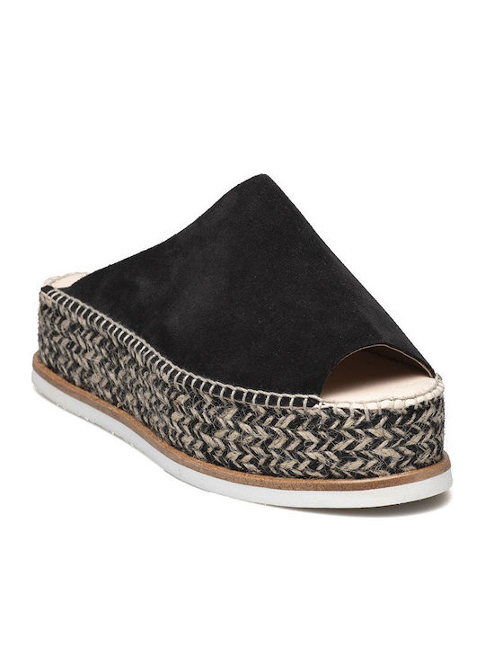 GAIMO DAMEN WILDLEDER FLATFORM HAUSSCHUHE JERZY SCHWARZ