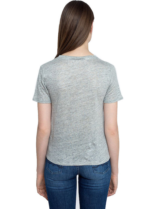 Pepe Jeans Daphne Damen T-shirt mit V-Ausschnitt Gray