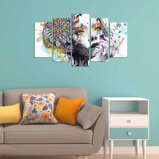 HomeMarkt Modern Dazzling Beauty Girl Πεντάπτυχος Πίνακας σε Καμβά 60x100cm