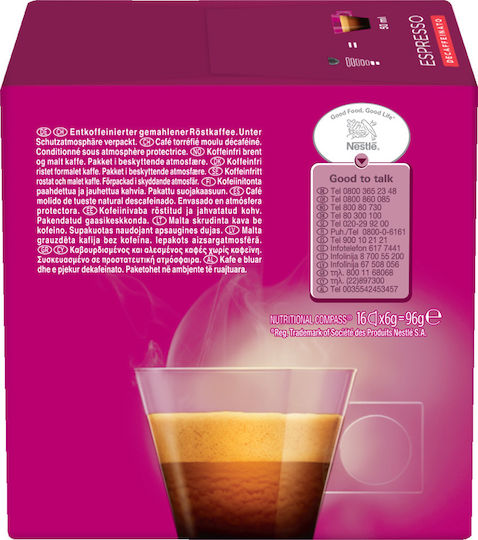 Nescafe Capsule Espresso Dolce Gusto Espresso Decafeinizat Compatibile cu Mașină Dolce Gusto 16 bucăți