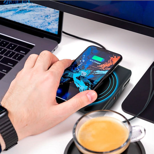 Forcell 5-in-1 Multifunctional Power Bank 10000mAh 20W με Θύρα USB-A και Θύρα USB-C Quick Charge 3.0 Μαύρο