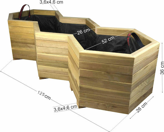 Tesias Wooden Products Dreifach Sechseck x Blumenkasten Hölzernes Braun Tesias Wooden Products Dreifach Sechseck x Blumenkasten Hölzernes Braun