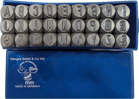 Luckhaus Embossed Letters Latin Alphabet 2mm 30-530002 Stamped Letters Hand Tool Set 27pcs