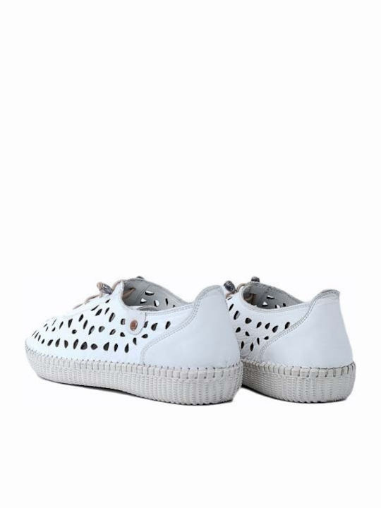17191 Δερμάτινα Γυναικεία Oxfords σε Λευκό Χρώμα