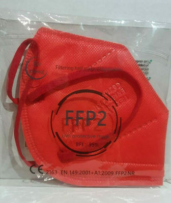 Tiexiong FFP2 Civil Protective Mask BFE >95% Κόκκινο 10τμχ