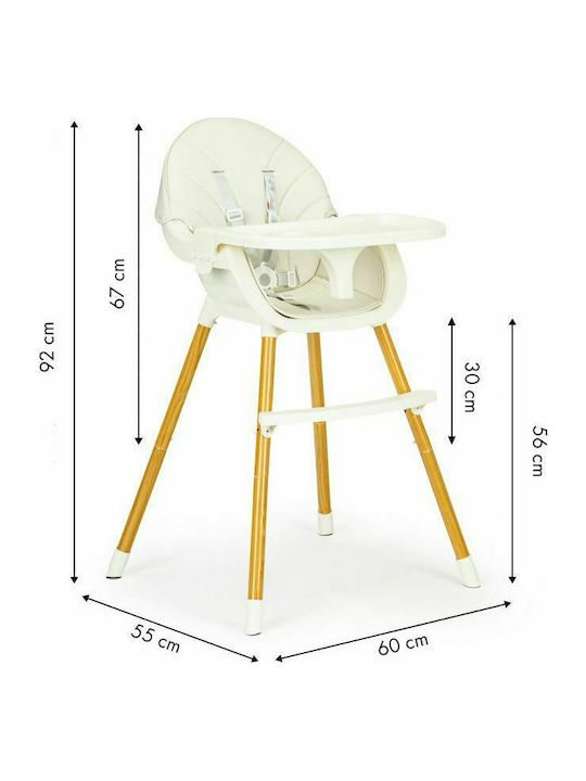 Ecotoys Καρεκλάκι Φαγητού 2 σε 1 Highchair 2 in 1 & Fabric Seat Beige