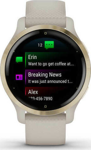 Garmin Venu 2S Edelstahl 40mm Wasserdicht Smartwatch mit Pulsmesser (Light Gold / Light Sand)