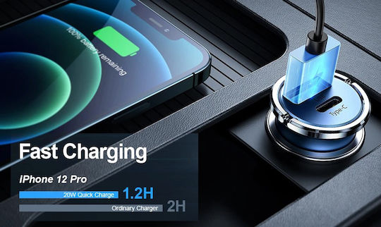 Joyroom C-A45 Автомобилен Зарядно Устройство 20W 4A Бързо Зареждане с Портове 1xUSB-A 1xType-C Сив Цвят