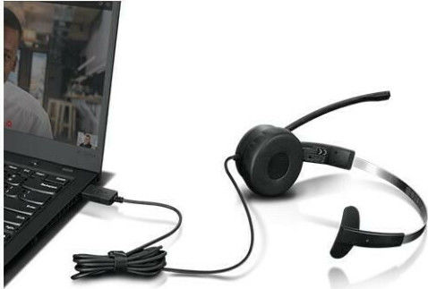 Lenovo 100 Mono On Ear Multimedia Headphone with Microphone USB-A