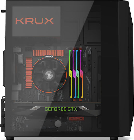 Krux Astro Cube Gaming Middle Tower Carcasă Calculator cu Fereastră Laterală Negru