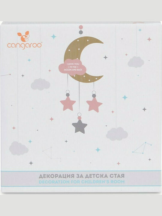 Cangaroo Kids Room Decorative Mobile Pink made of Wood To The Moon And Back 16.5x2.5x17.5εκ.