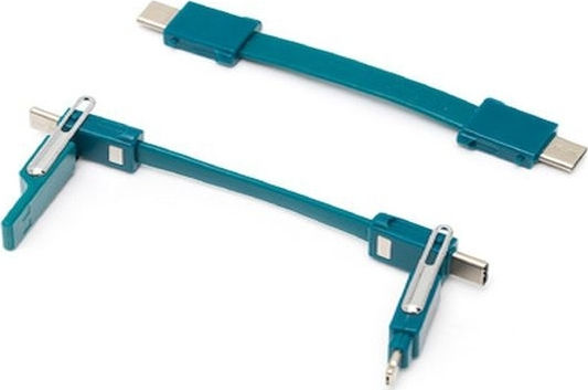 Legami Milano 6 in 1 Schlüsselanhänger USB zu Blitzschlag / Typ-C,TC-TC / Micro-USB Kabel 3A Grün 0.15m (VUCC0009)