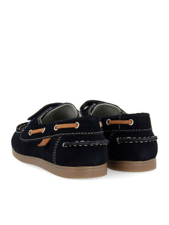 Boys Suede Moccasins with Velcro Navy Blue