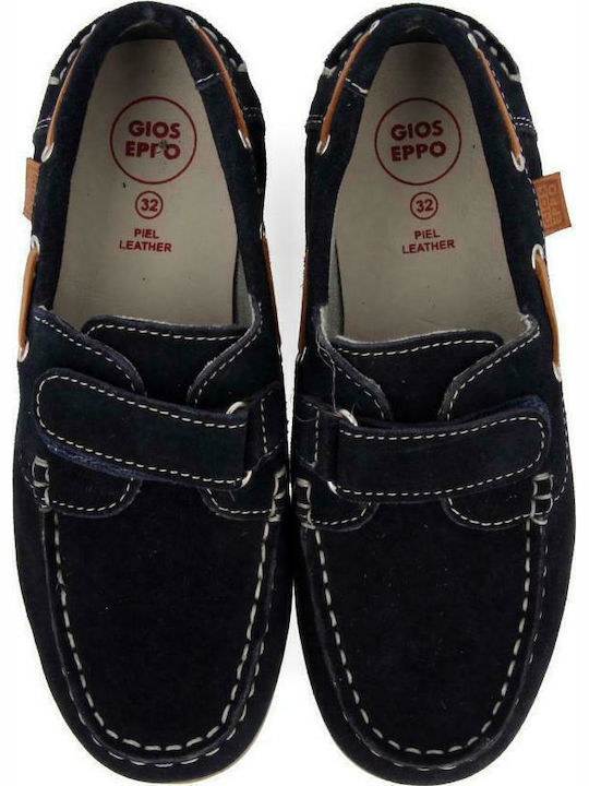 Boys Suede Moccasins with Velcro Navy Blue