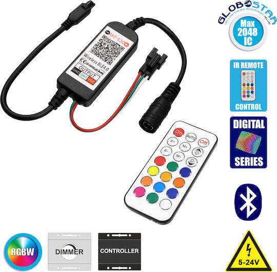 GloboStar Ασύρματο RGBW Controller Bluetooth με Τηλεχειριστήριο 73449