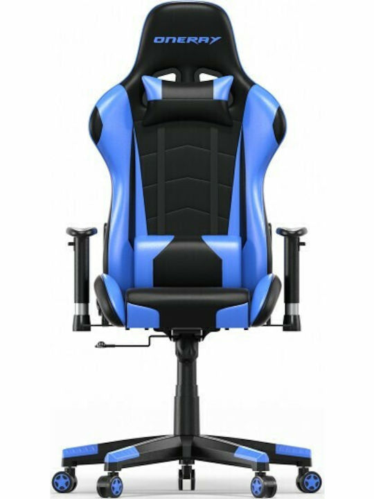 Oneray D0917 Καρέκλα Gaming Δερματίνης με Ρυθμιζόμενα Μπράτσα Μπλε
