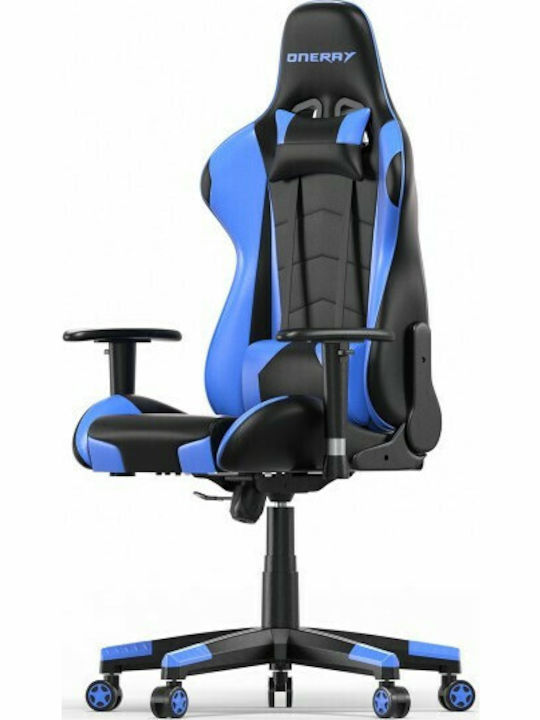 Oneray D0917 Καρέκλα Gaming Δερματίνης με Ρυθμιζόμενα Μπράτσα Μπλε