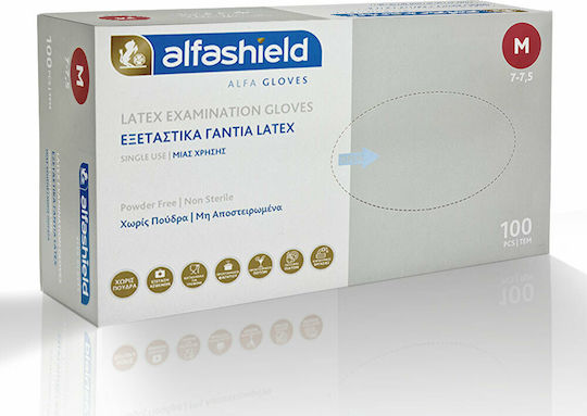 Karabinis Medical Alfashield Alfa Gloves Латексови Ръкавици Без Пудра 100 бр