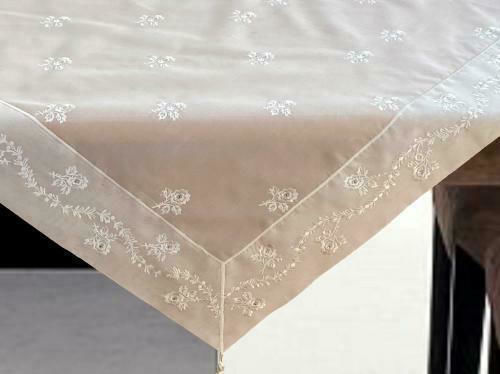Linea Home Καρέ Σετ 4τμχ Rosemary με Κέντημα Εκρού 100x100εκ.