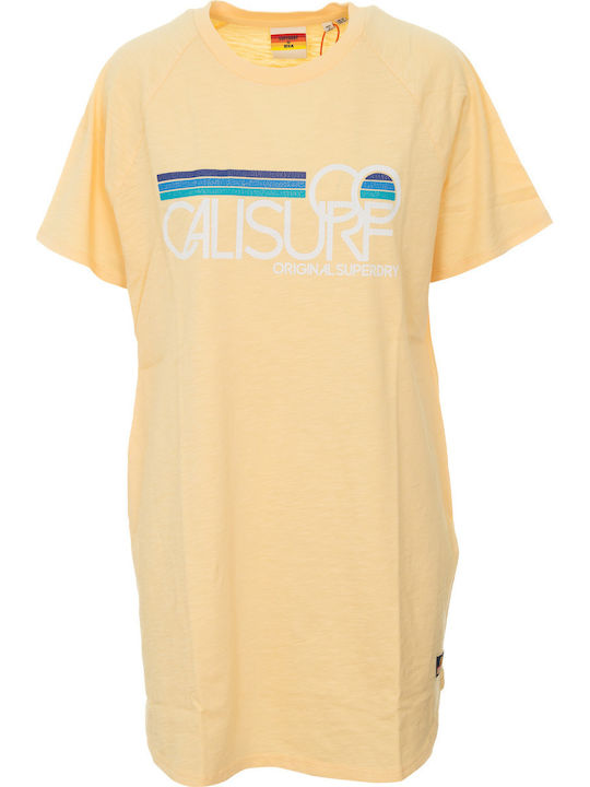 Cali Surf Лятна Mini T-shirt Рокля Бежова