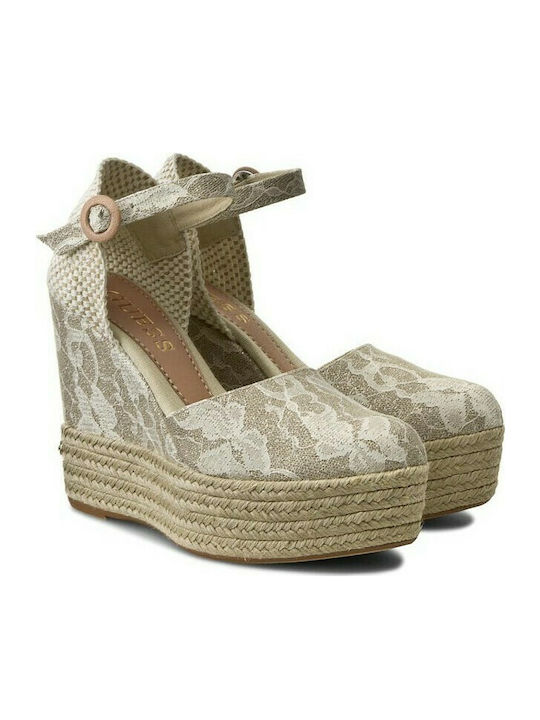 Guess Women's Platform Espadrilles Beige FLVIN2 LAC08 0091