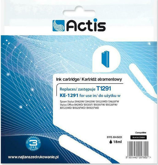 Actis Συμβατό Μελάνι Εκτυπωτή InkJet Epson T1291 18ml Μαύρο 1τμχ