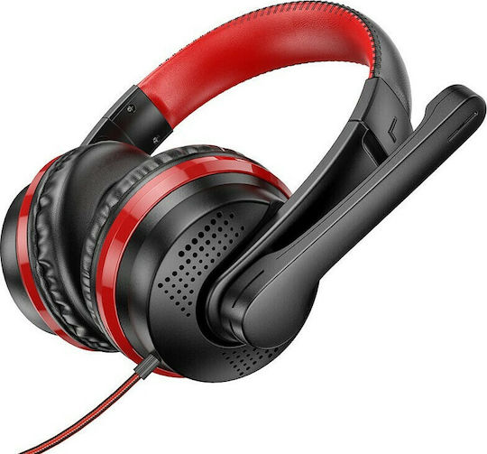 Hoco W103 Over Ear Gaming Headset με σύνδεση 3.5mm Black/Red