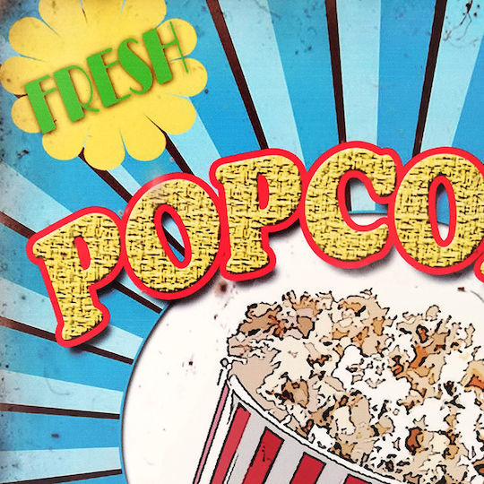 SP Souliotis Διακοσμητική Πινακίδα Popcorn Χειροποίητη από Μέταλλο 33x33cm