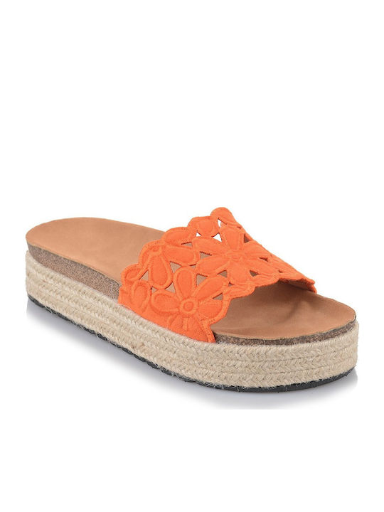 Famous Shoes Women's Flat Sandals Flatforms in Orange Color