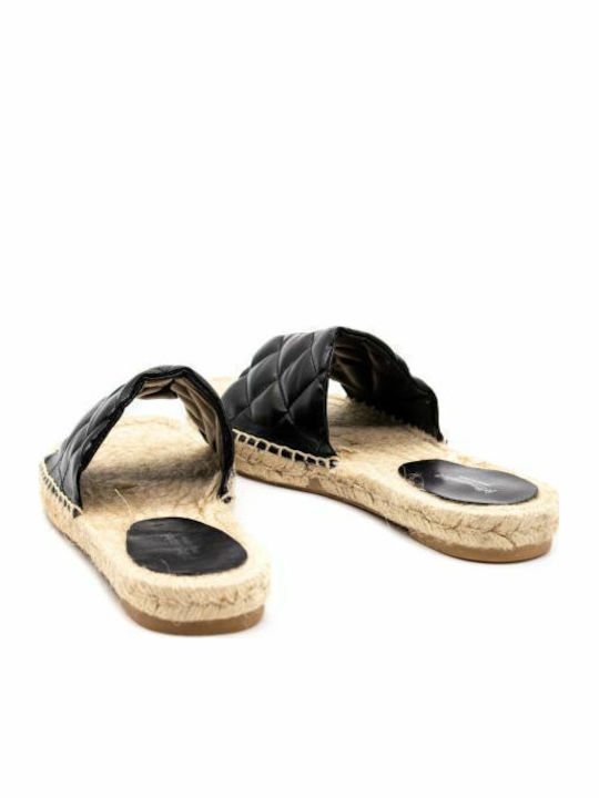 Salvora Pat Leather Women's Flat Sandals in Black Color